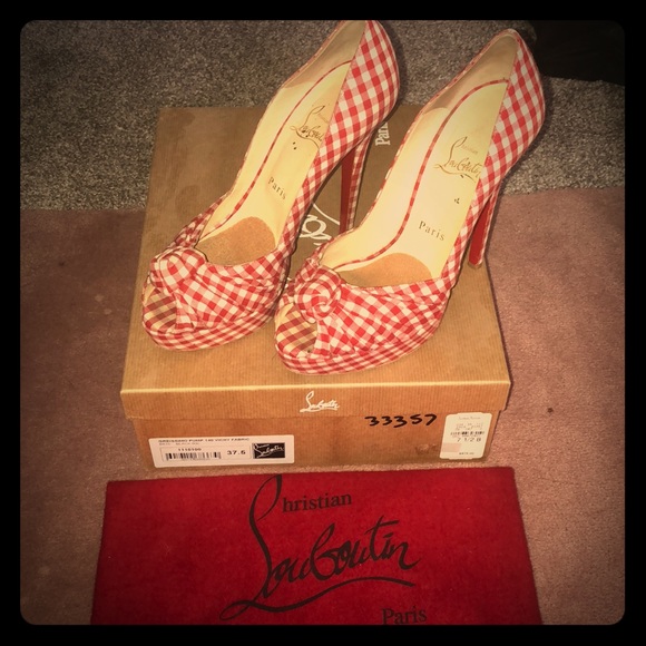 Christian Louboutin Shoes - Greissimo Pump Red Gingham 6 inch heel